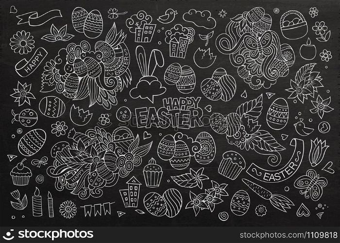 Easter hand drawn vector symbols and objects. Easter vector symbols and objects