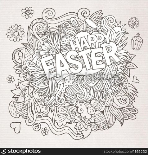 Easter hand lettering and doodles elements vector illustration. Easter hand lettering and doodles elements