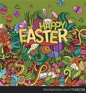 Easter hand lettering and doodles elements vector illustration. Easter hand lettering and doodles elements