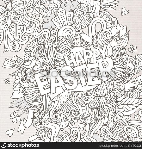 Easter hand lettering and doodles elements vector illustration. Easter hand lettering and doodles elements illustration