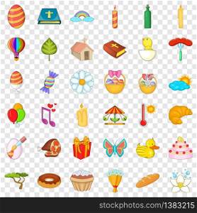 Easter holiday icons set. Cartoon style of 36 easter holiday vector icons for web for any design. Easter holiday icons set, cartoon style