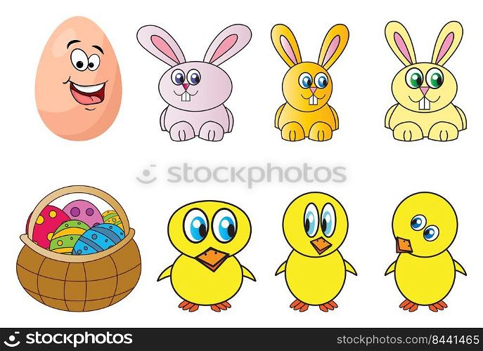 easter icon set. Vector illustration isolated on white background. 
