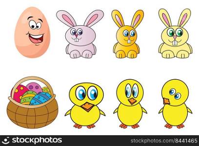 easter icon set. Vector illustration isolated on white background. 
