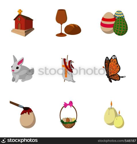 Easter icons set. Cartoon illustration of 9 easter vector icons for web. Easter icons set, cartoon style