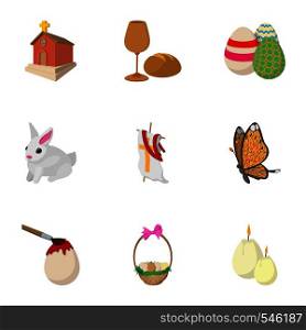 Easter icons set. Cartoon illustration of 9 easter vector icons for web. Easter icons set, cartoon style