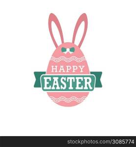 Easter inscription and an Easter egg. Happy EASTER lettering, Vector illustration