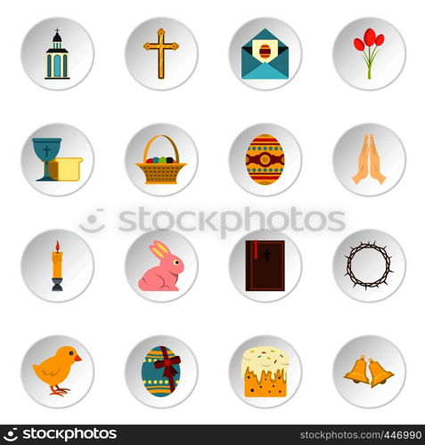 Easter items icons set in flat style isolated vector icons set illustration. Easter items icons set in flat style