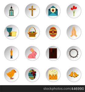 Easter items icons set in flat style isolated vector icons set illustration. Easter items icons set in flat style