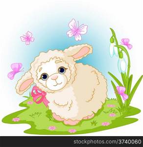 Easter lamb and flowers
