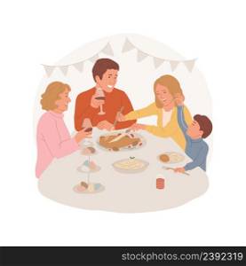 Easter lamb isolated cartoon vector illustration Family eating Easter lamb together, religious holiday tradition, people having fun at the table, leisure time with relatives vector cartoon.. Easter lamb isolated cartoon vector illustration