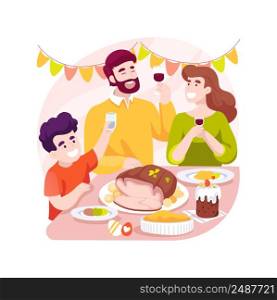 Easter lamb isolated cartoon vector illustration. Family eating Easter lamb together, religious holiday tradition, people having fun at the table, leisure time with relatives vector cartoon.. Easter lamb isolated cartoon vector illustration.