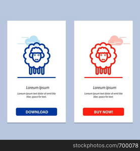 Easter, Lamb, Sheep, Spring Blue and Red Download and Buy Now web Widget Card Template