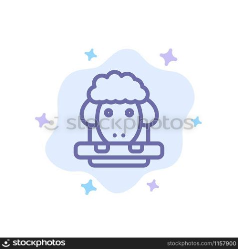 Easter, Lamb, Sheep, Spring Blue Icon on Abstract Cloud Background