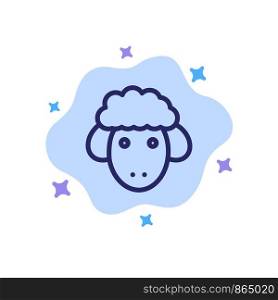 Easter, Lamb, Sheep, Spring Blue Icon on Abstract Cloud Background