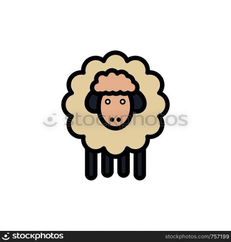 Easter, Lamb, Sheep, Spring Flat Color Icon. Vector icon banner Template