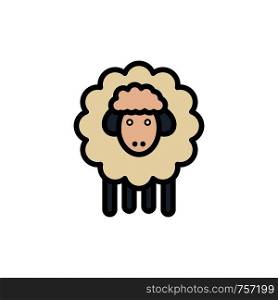 Easter, Lamb, Sheep, Spring Flat Color Icon. Vector icon banner Template