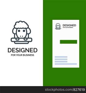 Easter, Lamb, Sheep, Spring Grey Logo Design and Business Card Template