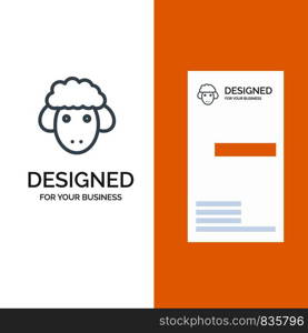 Easter, Lamb, Sheep, Spring Grey Logo Design and Business Card Template