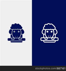 Easter, Lamb, Sheep, Spring Line and Glyph Solid icon Blue banner Line and Glyph Solid icon Blue banner