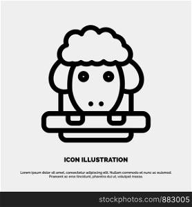 Easter, Lamb, Sheep, Spring Line Icon Vector