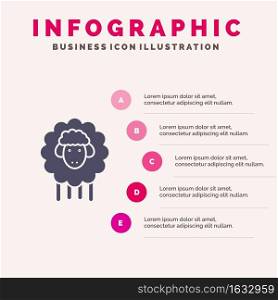 Easter, Lamb, Sheep, Spring Solid Icon Infographics 5 Steps Presentation Background