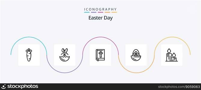 Easter Line 5 Icon Pack Including fire. food. book. egg. boiled egg