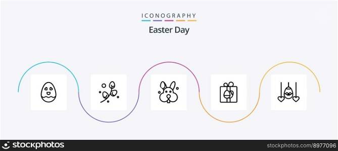 Easter Line 5 Icon Pack Including holiday. heart. easter. egg. birthday