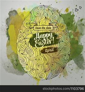 Easter ornamental egg watercolor art background. Vector illustration. Easter ornamental egg watercolor art background