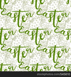 Easter pattern with decorated hand lettering word and eggs silhouette. Perfect vector for wrapping paper. Repeating background. Easter pattern with decorated hand lettering word and eggs silhouette. Perfect vector for wrapping paper. Repeating background.