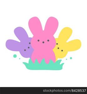Easter Peeps. Simple Rabbit Vector Various colors made from candy and marshmallows. For celebrating Easter.