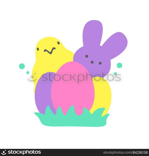 Easter Peeps. Simple Rabbit Vector Various colors made from candy and marshmallows. For celebrating Easter.