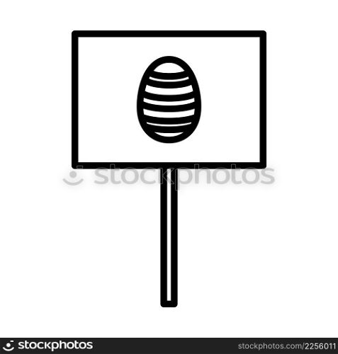 Easter Pointer With Egg Icon. Bold outline design with editable stroke width. Vector Illustration.