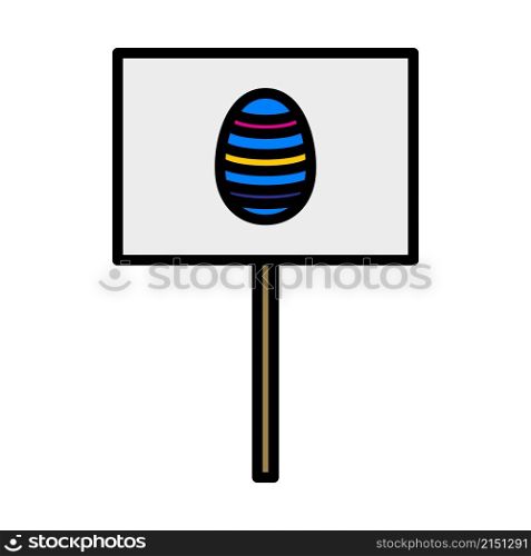 Easter Pointer With Egg Icon. Editable Bold Outline With Color Fill Design. Vector Illustration.