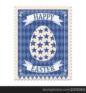 Easter postal st&, egg, retro graphic. Vintage vector isolated. Easter postal st&, egg, retro graphic. Vintage vector