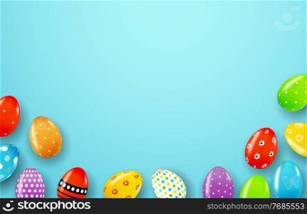 Easter poster template with 3d realistic Easter eggs. Template for advertising, poster, flyer, greeting card. Vector Illustration. Easter poster template with 3d realistic Easter eggs. Template for advertising, poster, flyer, greeting card. Vector Illustration EPS10