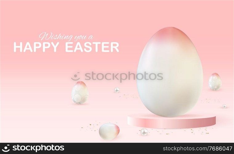 Easter poster template with 3d realistic Easter eggs. Template for advertising, poster, flyer, greeting card. Vector Illustration. Easter poster template with 3d realistic Easter eggs. Template for advertising, poster, flyer, greeting card. Vector Illustration EPS10