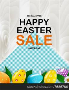 Easter poster template with 3d realistic golden Easter eggs. Template for advertising, poster, flyer, greeting card. Vector Illustration. Easter poster template with 3d realistic golden Easter eggs. Template for advertising, poster, flyer, greeting card. Vector Illustration EPS10