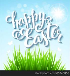 Easter poster with grass. Vector illustration EPS 10