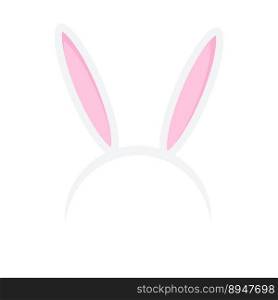 Easter rabbit ears headband  icon  isolated on white background. Flat cartoon easter card design element. Spring hare ear accessory. Vector illustration