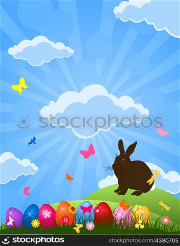 Easter rabbit. Easter rabbit on the nature. A vector illustration