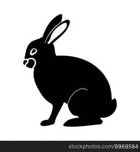 Easter Rabbit Icon. Black Stencil Design. Vector Illustration.
