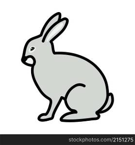 Easter Rabbit Icon. Editable Bold Outline With Color Fill Design. Vector Illustration.