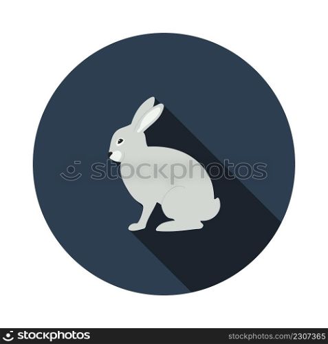 Easter Rabbit Icon. Flat Circle Stencil Design With Long Shadow. Vector Illustration.