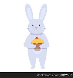Easter rabbit with bakery icon cartoon vector. Cute bunny. Animal card. Easter rabbit with bakery icon cartoon vector. Cute bunny