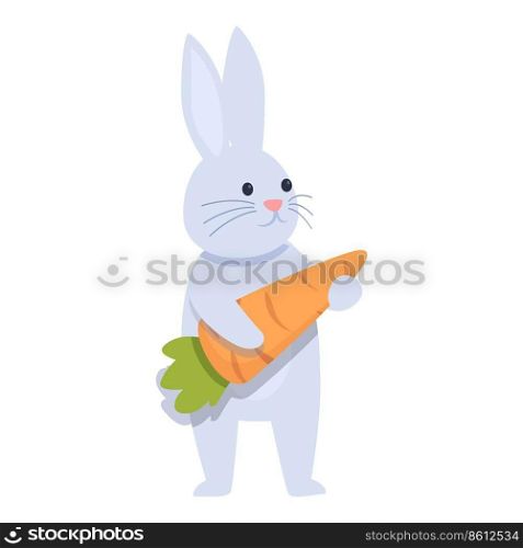 Easter rabbit with carrot icon cartoon vector. Cute bunny. Animal card. Easter rabbit with carrot icon cartoon vector. Cute bunny