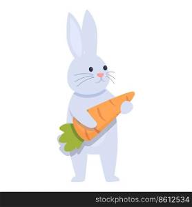 Easter rabbit with carrot icon cartoon vector. Cute bunny. Animal card. Easter rabbit with carrot icon cartoon vector. Cute bunny