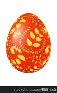 Easter red egg with golden floral ornament. Vector illustration.