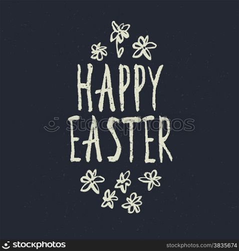 Easter Retro Card Design. Hand drawn, grunge calligraphic symbol for Easter.