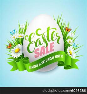 Easter sale background with eggs and spring flower. Vector illustration. Easter sale background with eggs and spring flower. Vector illustration EPS10