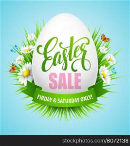 Easter sale background with eggs and spring flower. Vector illustration . Easter sale background with eggs and spring flower. Vector illustration EPS10